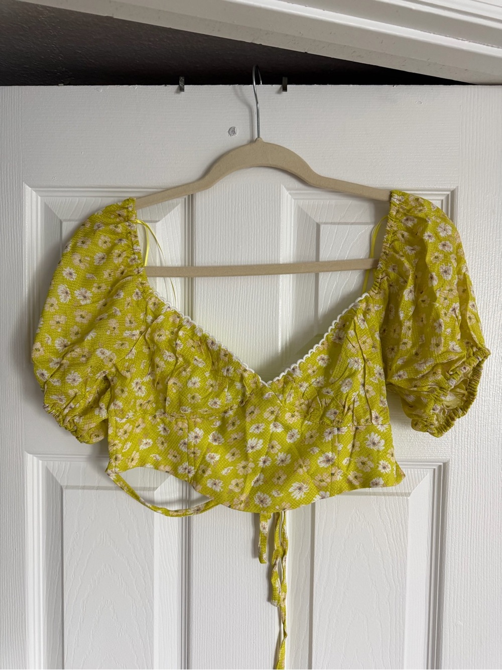 Sky to Moon Floral Green Babydoll Crop Top